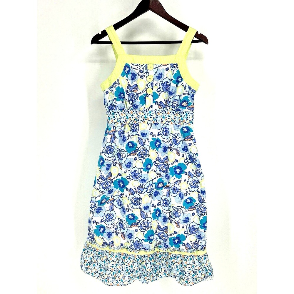 Women's HANNA ANDERSSON Size 10 Sleeveless Pastel Blue Floral Cotton Sundress